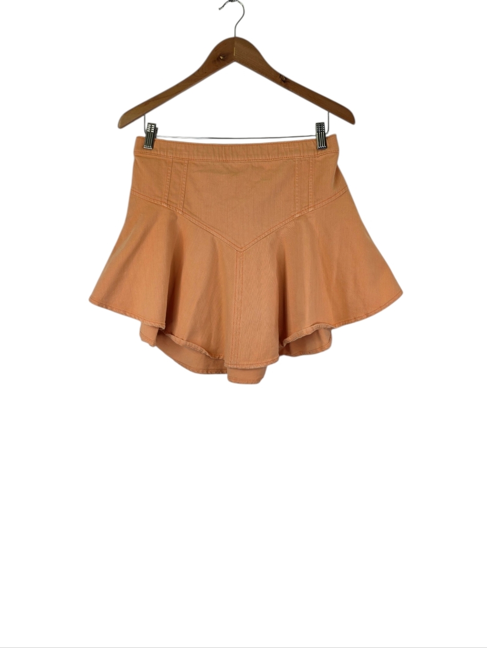 Aerie Women's Size M Mini Skirt Denim Orange Pull On Flowy Elastic Waist Stretch